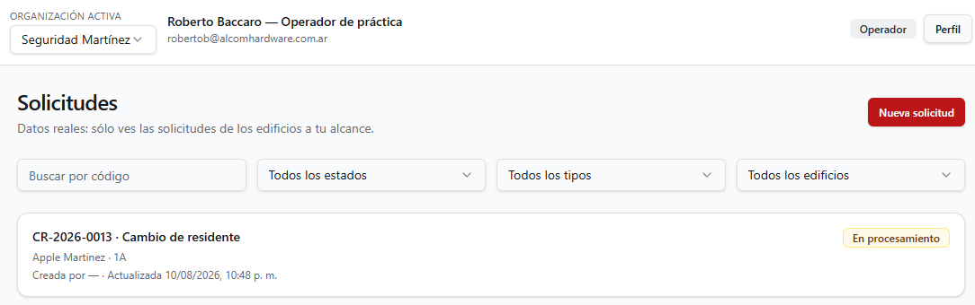 Bandeja de solicitudes de ACCEDE